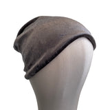 Silver Grey Cotton Lined Crushed Velvet Beanie Hat