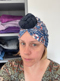 Nautical Print Summer Beach Turban Head Wrap, SPF 50 Hair Care 