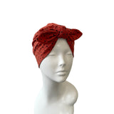 Rust Orange Pre Tied Bow Turban