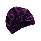 Purple Velvet Bow Turban Hat