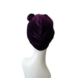 Purple Velvet Bow Turban Hat