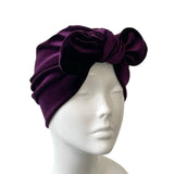 Purple Velvet Bow Turban Hat