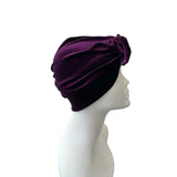 Purple Velvet Bow Turban Hat