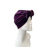 Purple Velvet Bow Turban Hat