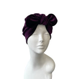 Purple Velvet Bow Turban Hat