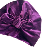 Purple Velvet Bow Turban Hat