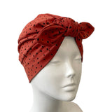 Rust Orange Pre Tied Bow Turban