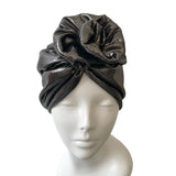 Silver Metallic Rosette Turban Hat