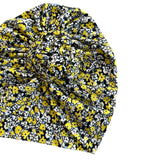 Yellow Floral Chain Knot Turban Hat