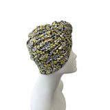 Yellow Floral Chain Knot Turban Hat