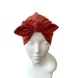 Rust Orange Pre Tied Bow Turban