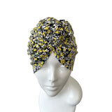 Yellow Floral Chain Knot Turban Hat