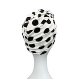 White Dotted Vintage Style Front Knot Turban
