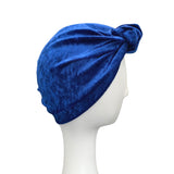 Royal Blue Crushed Velvet Knot Turban Hat