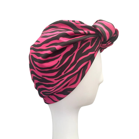 Soft Front Knot Zebra Hair Turban Hat