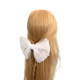 White Pearl Tulle Bridal Wedding Hair Bow Clip