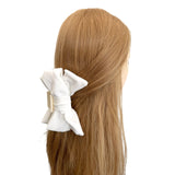 White velvet bridal bow claw hair clip