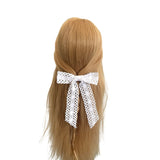 White Cotton Lace Bridal Wedding Hair Bow 
