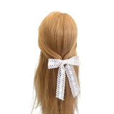 White Cotton Lace Bridal Wedding Hair Bow 