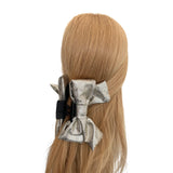 Gold fabric bow claw hair clip 