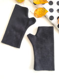 Black fingerless warm fleece driving gloves