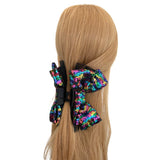 Rainbow sequin bow claw hair clip