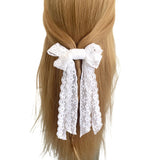 White Lace Ribbon Bridal Wedding Hair Bow