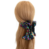 Rainbow sequin bow claw hair clip