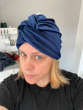 Navy Blue Velvet Vintage Style Twisted Hair Turban