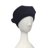 Navy blue yarn beret hat for women