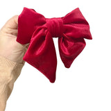 Luxury red velvet hair bow barrette clip 