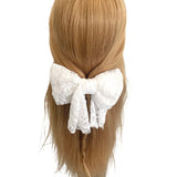 White Lace Bridal Wedding Hair Bow Clip
