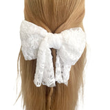 White Lace Bridal Wedding Hair Bow Clip