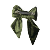 Olive green velvet hair bow barrette