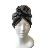Silver Metallic Rosette Turban Hat