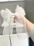 White Oversized Tulle Bridal Bow Clip
