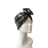 Silver Metallic Rosette Turban Hat