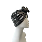 Silver Metallic Rosette Turban Hat