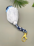 Ombre Blue Tiered Tassel Keychain for Beach Bag