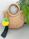 Green and Yellow Bag Charm | Colourful Pom Pom Keyring