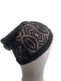 Black Lace Slouchy Fashion Beanie Cap