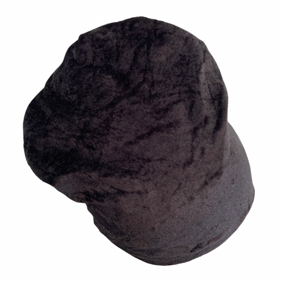 Black Slouchy Velvet Beanie Hat with Cotton Lining
