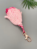 Pink Three Tassel Purse Bag Keychain