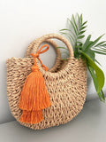 Burnt Orange Tiered Tassel Purse Zipper Keychain Charm