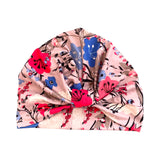 Floral print front knot turban for women