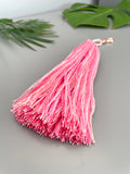 Ombre Pink Large Cotton Tassel Keyring with Rose Gold Lobster Clasp