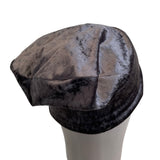 Silver Grey Cotton Lined Crushed Velvet Beanie Hat