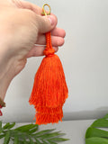 Orange Cotton Tassel Bag Keychain 
