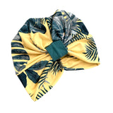 Tropical print front knot turban for women