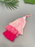 Pink Three Tassel Purse Bag Keychain